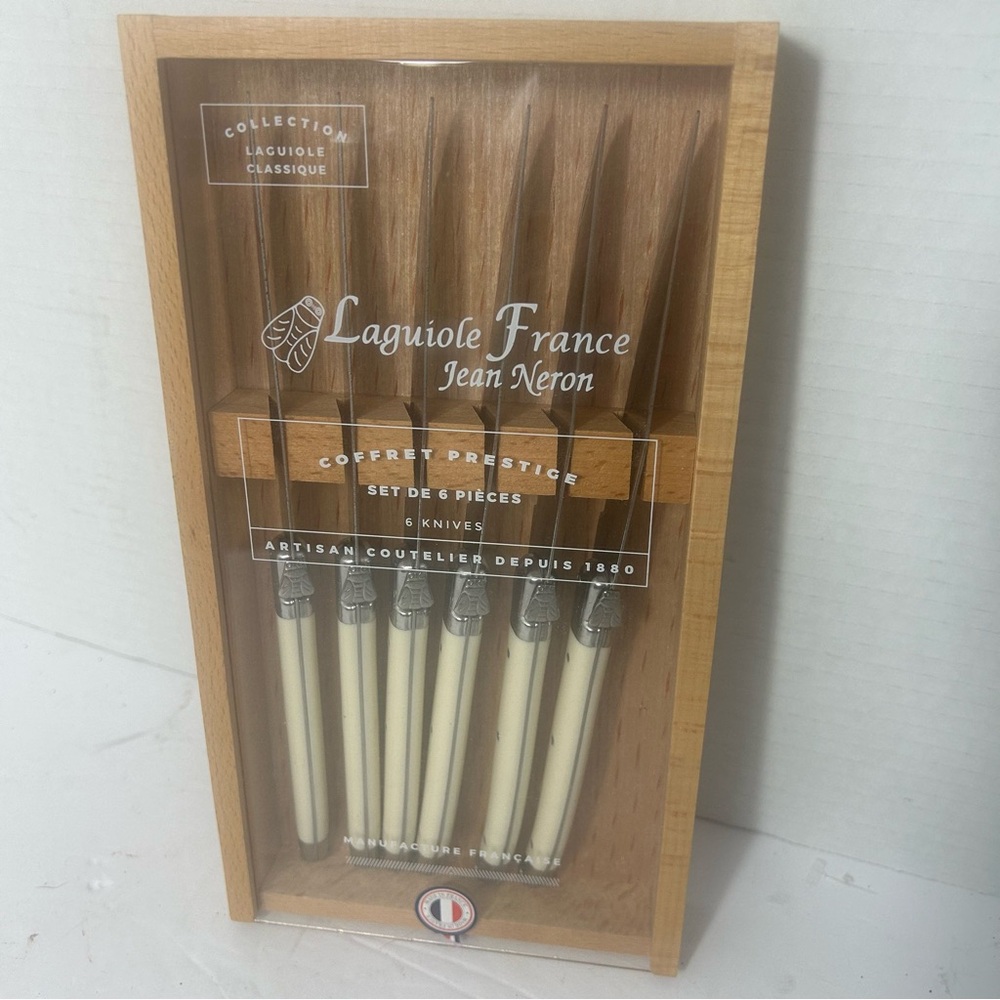 NEW Laguiole France Jean Nero Steak Knife Set 6 Resin Handle  Color 9” Chef